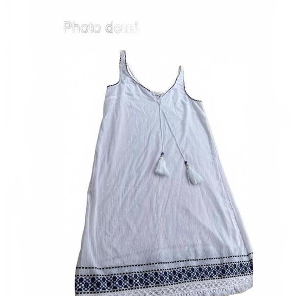 J.crew cotton guazy semi sheer beach cover up dress tassels boho sz s - Picture 2 of 10